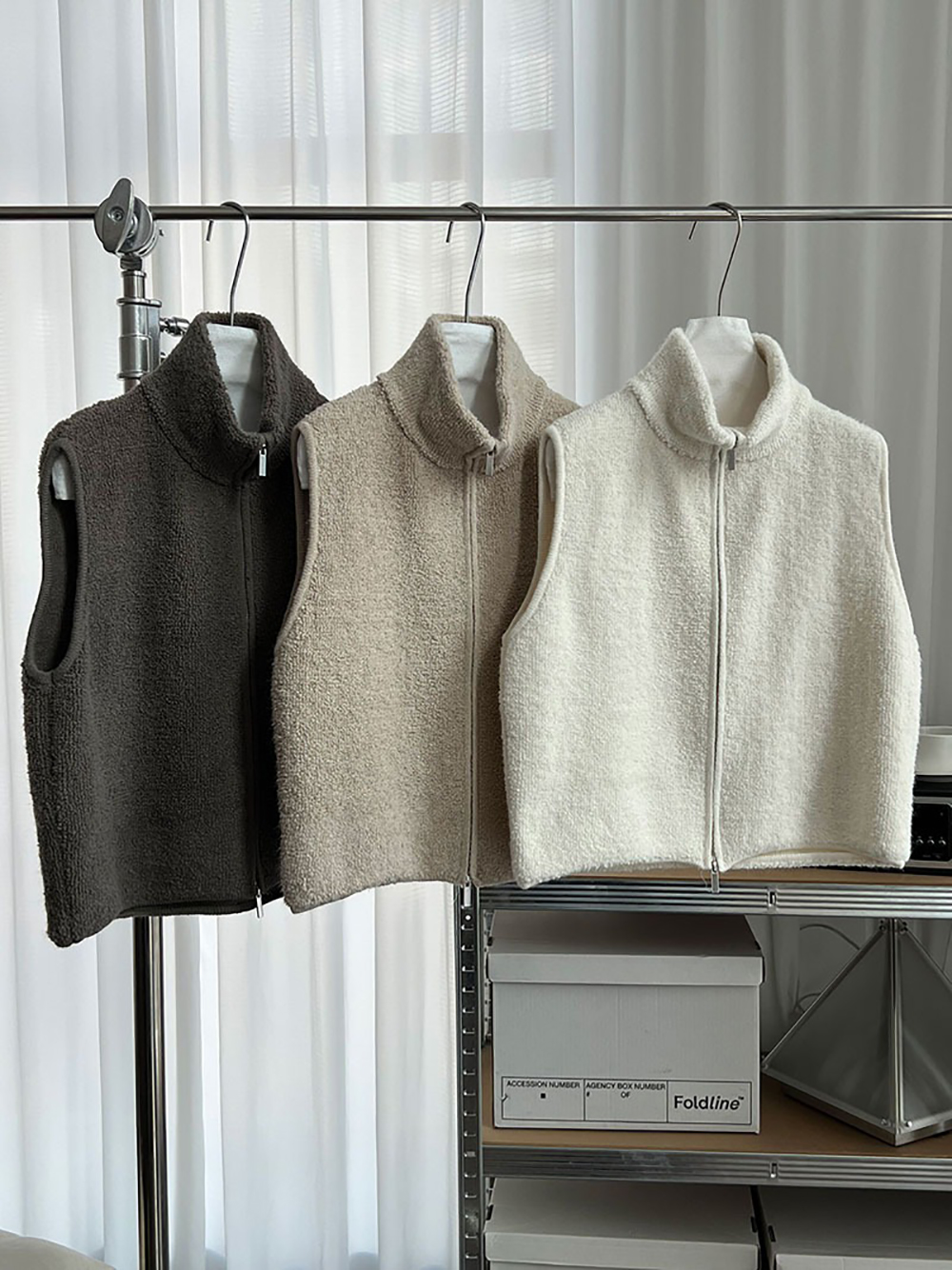 針織羊毛立領背心外套