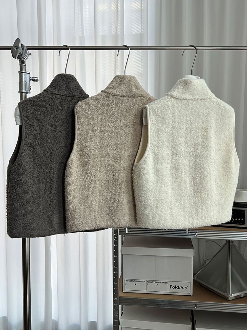 針織羊毛立領背心外套