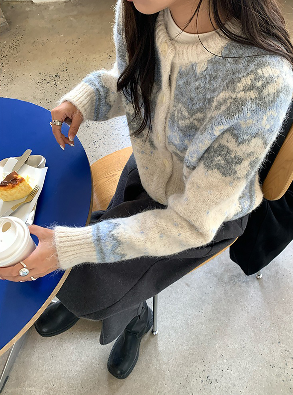 提花圖案針織毛衣外套