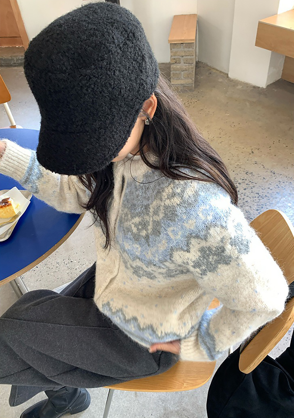 提花圖案針織毛衣外套