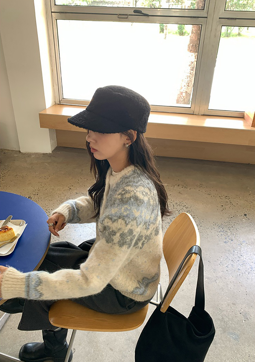 提花圖案針織毛衣外套