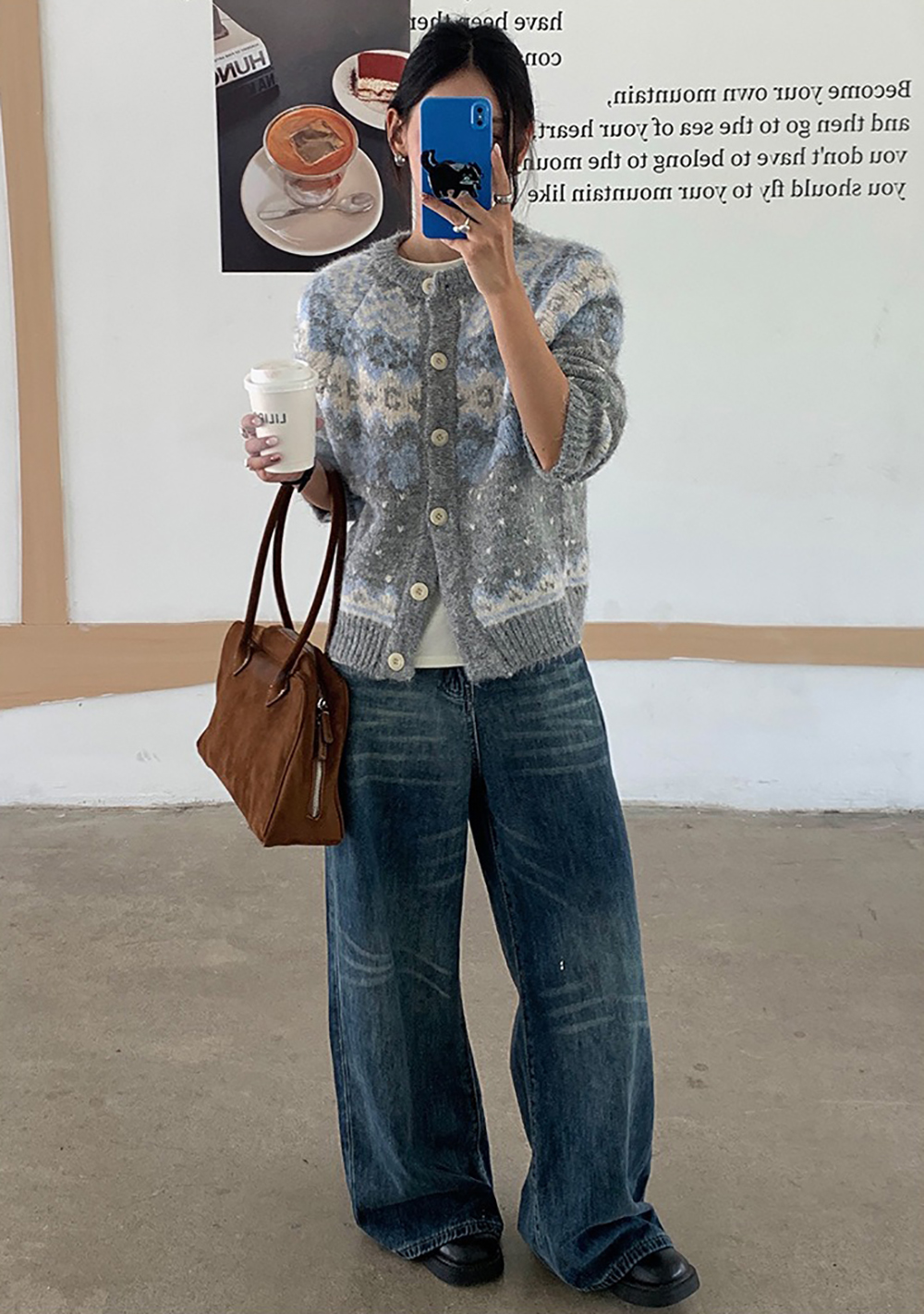 提花圖案針織毛衣外套