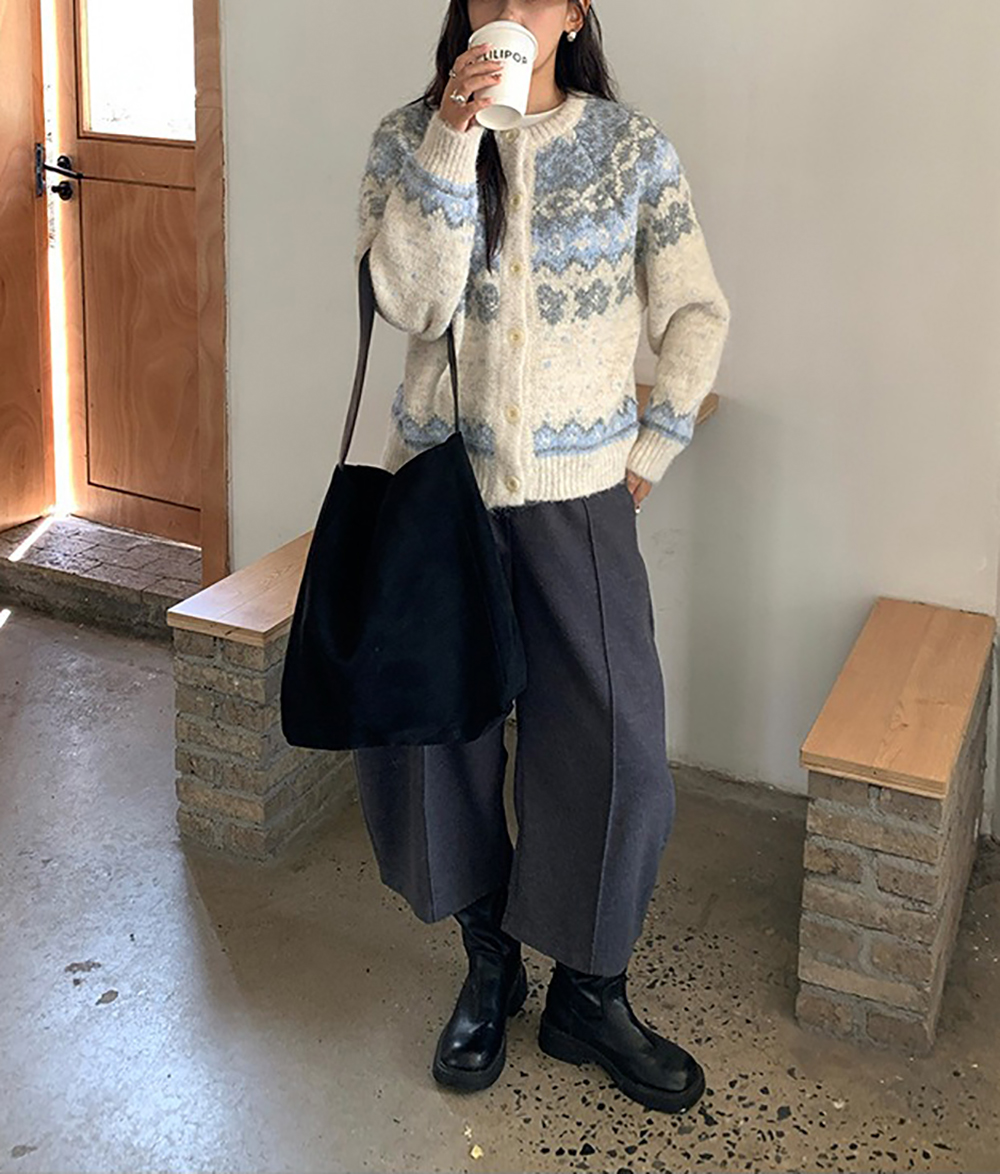 提花圖案針織毛衣外套