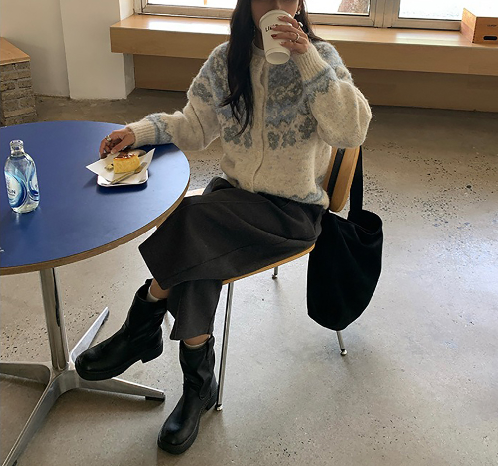 提花圖案針織毛衣外套