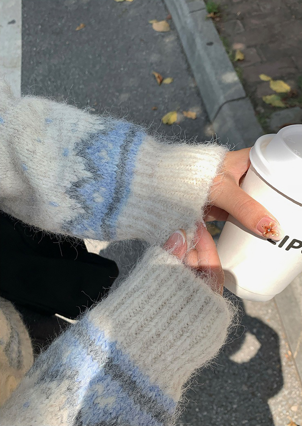 提花圖案針織毛衣外套