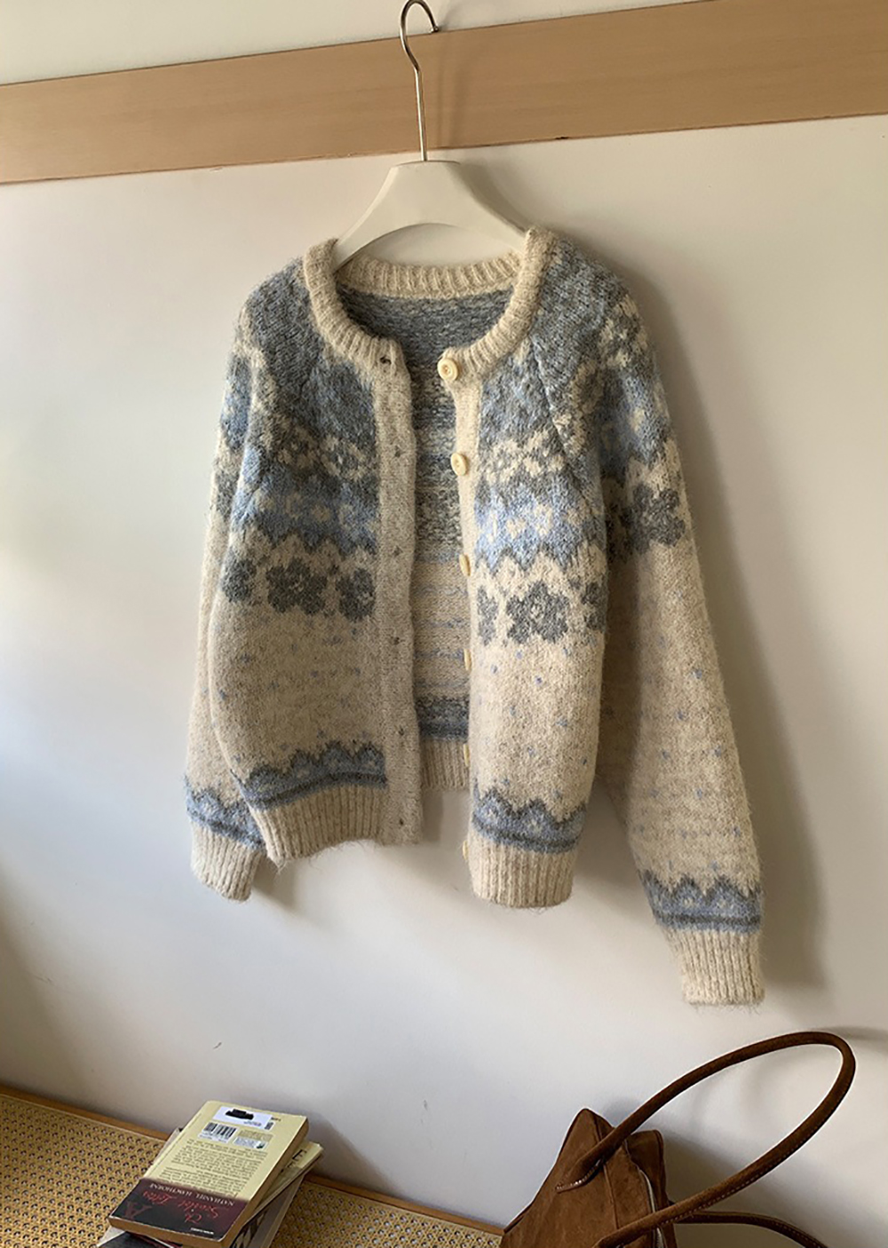 提花圖案針織毛衣外套