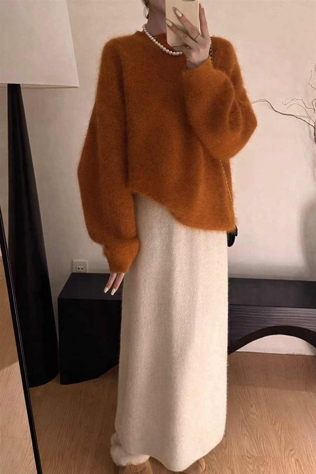 毛茸茸感圓領針織毛衣,針織,上衣,上身,毛衣,氣質