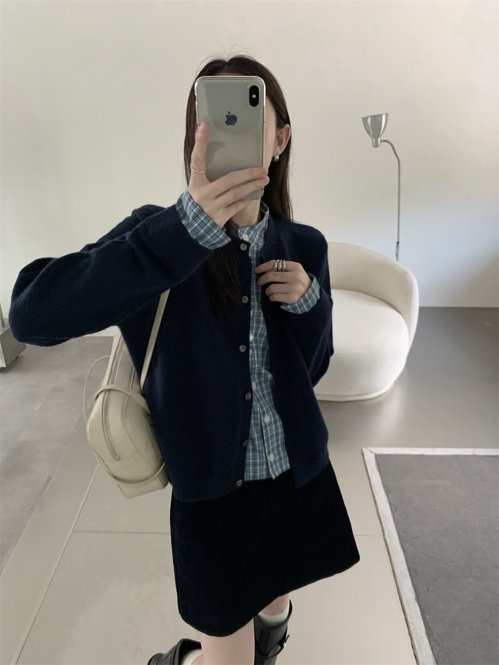 假兩件拼接針織外套