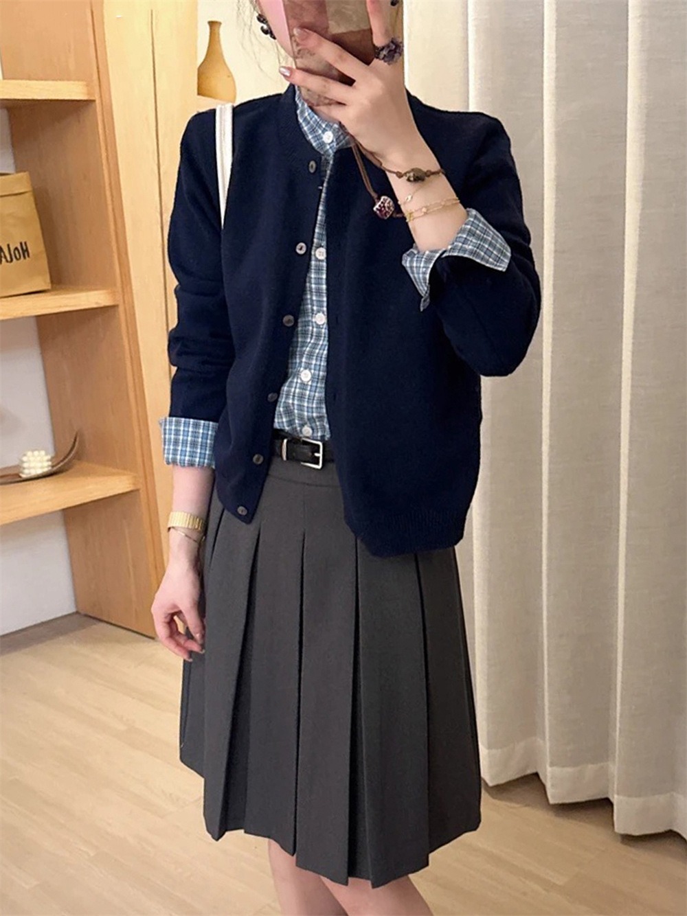 假兩件拼接針織外套