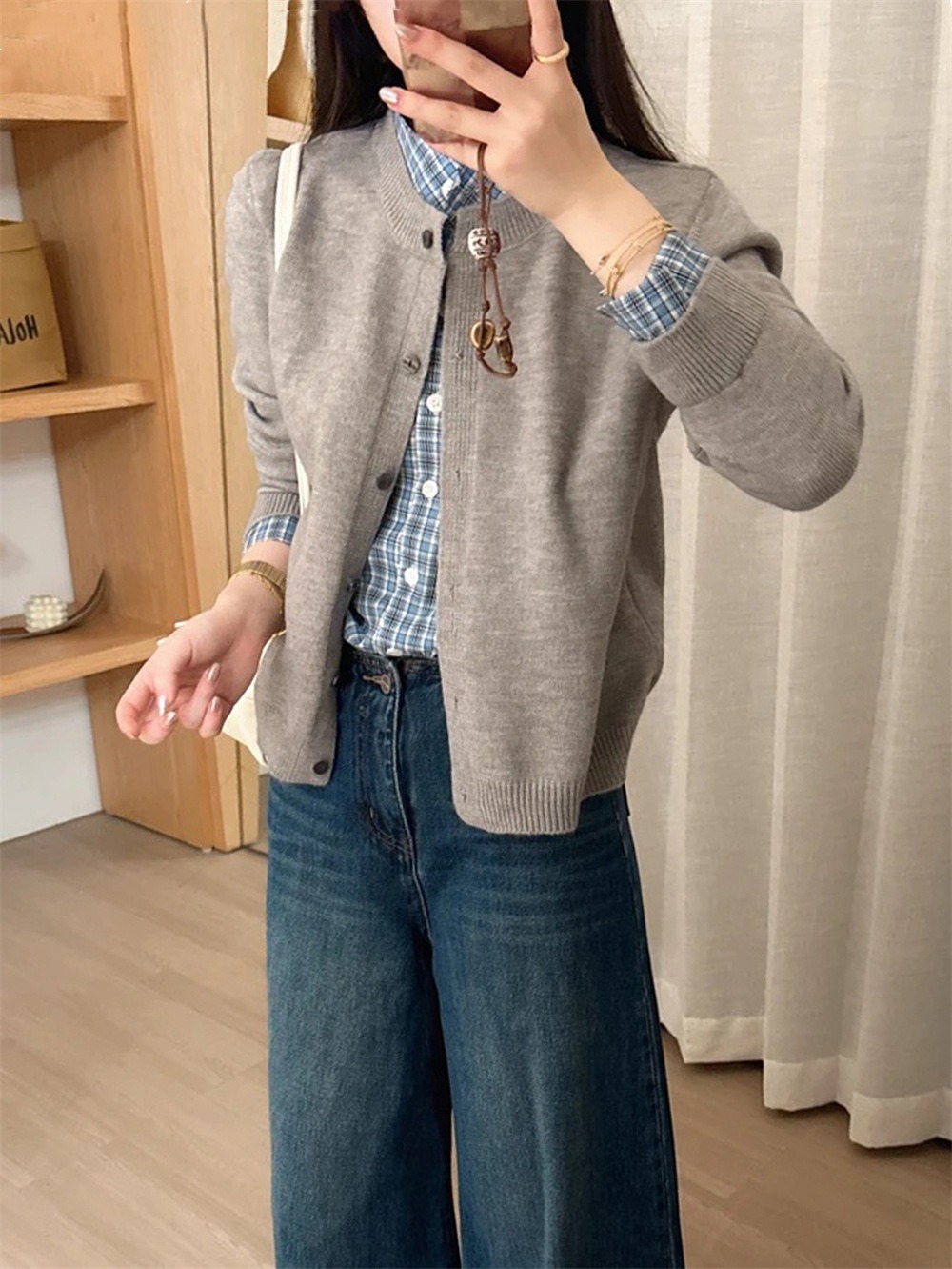 假兩件拼接針織外套