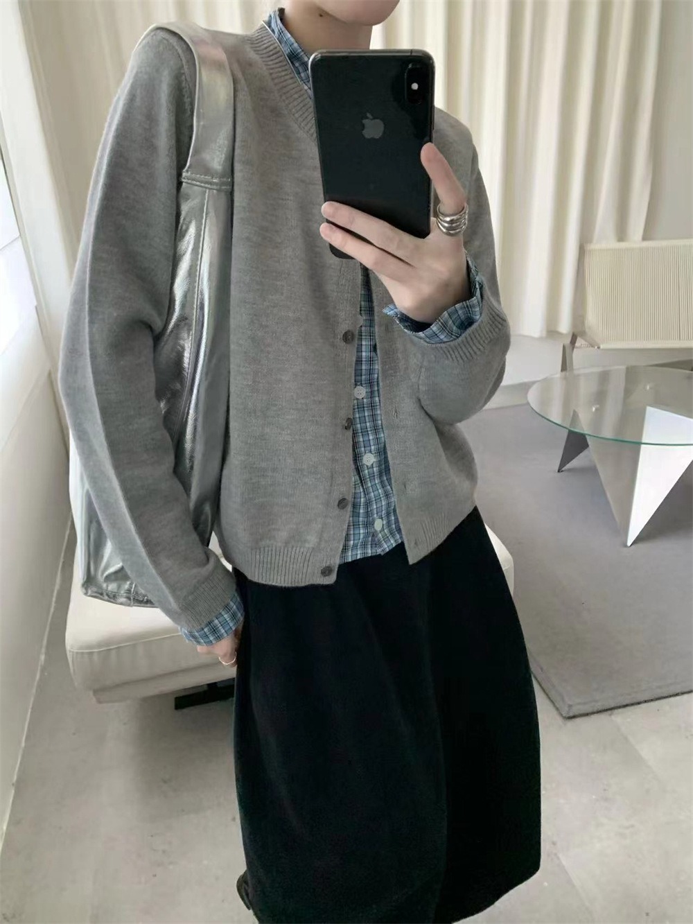 假兩件拼接針織外套