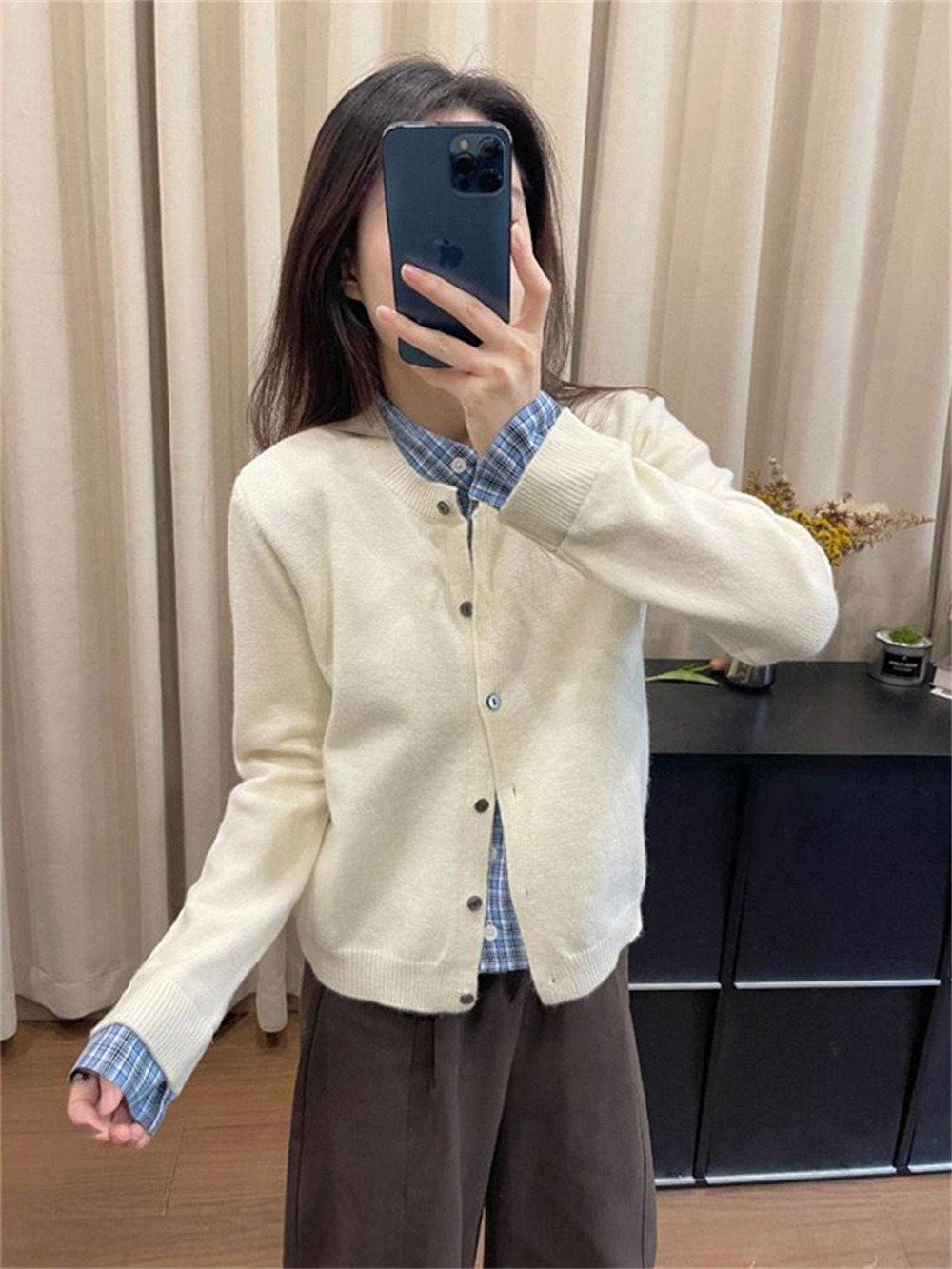 假兩件拼接針織外套