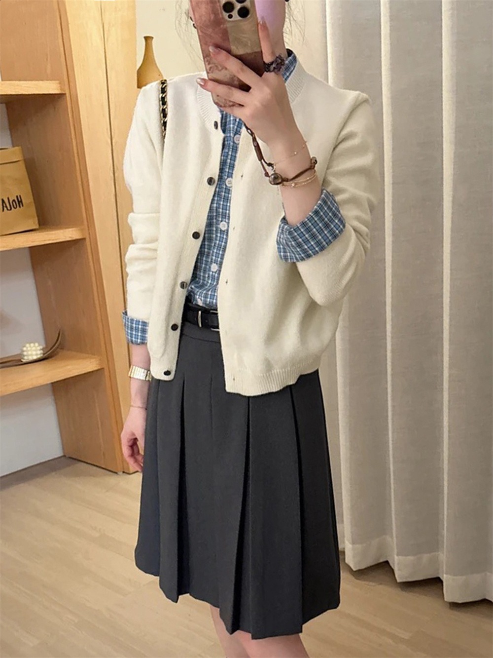 假兩件拼接針織外套