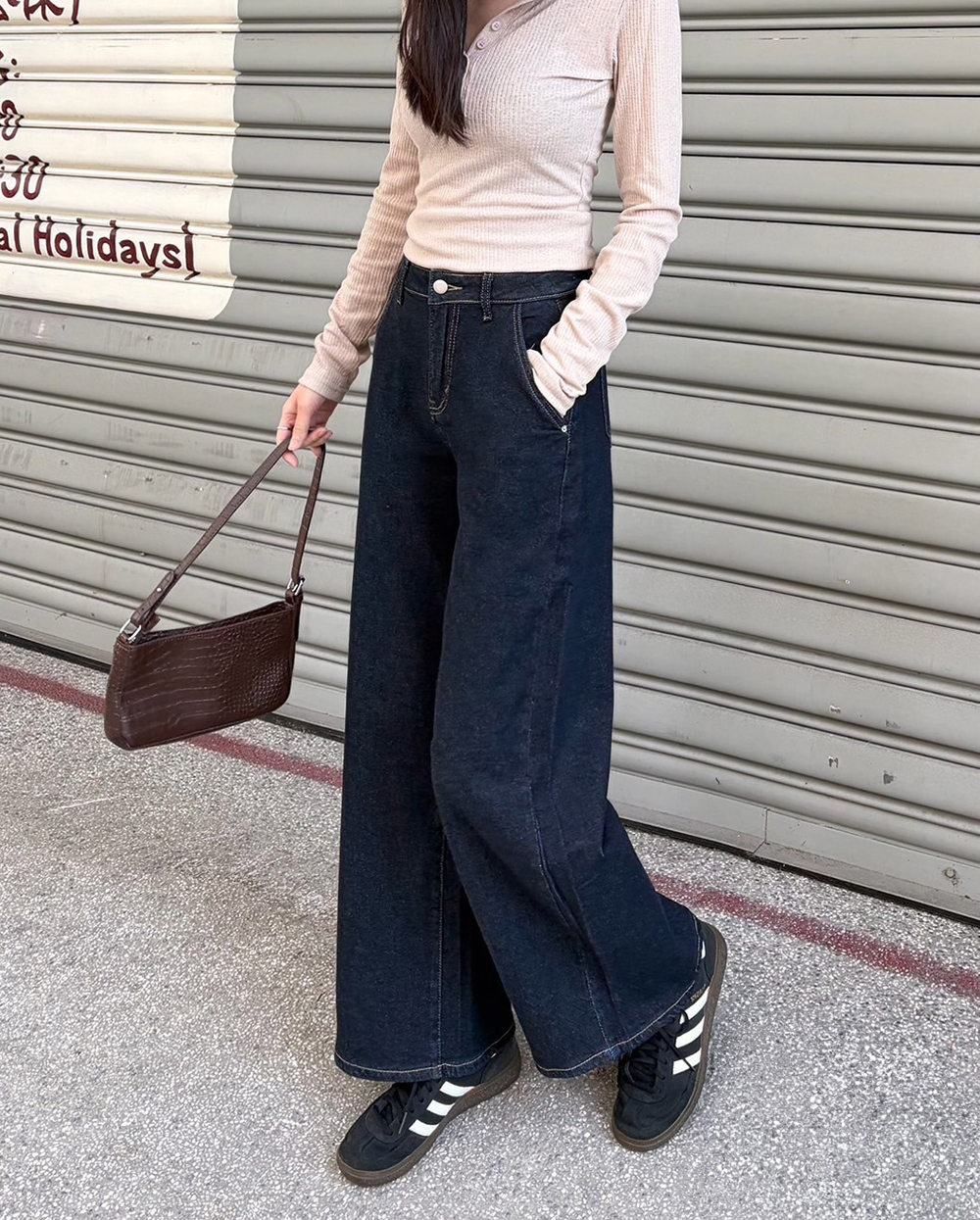 保暖內磨毛微彈牛仔褲