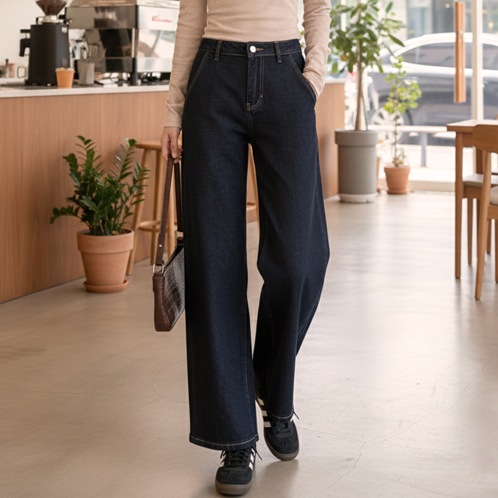 保暖內磨毛微彈牛仔褲