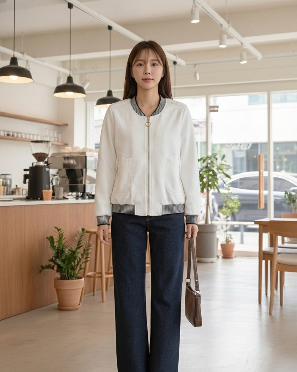 毛茸茸北極熊刺繡外套