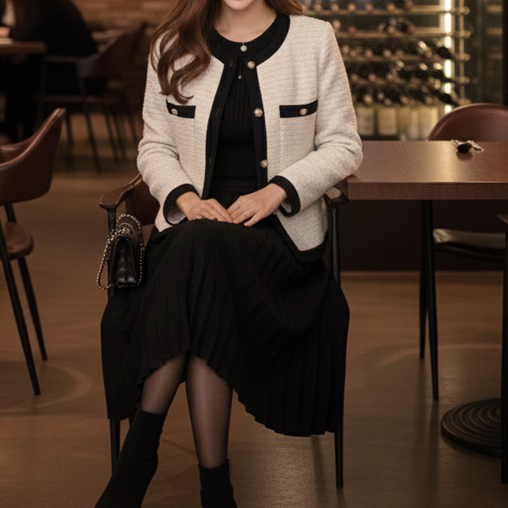 經典小香風粗花呢外套