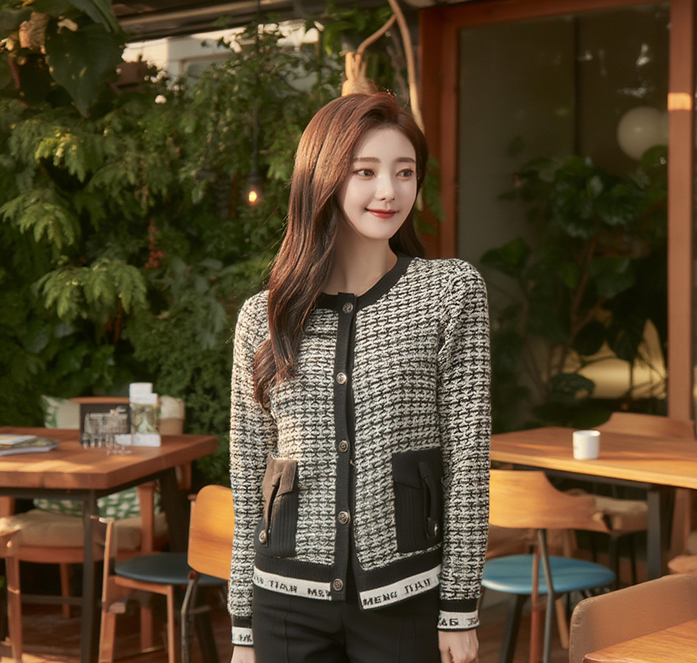 經典優雅針織圓領外套