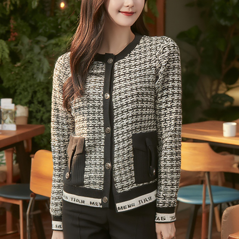 經典優雅針織圓領外套