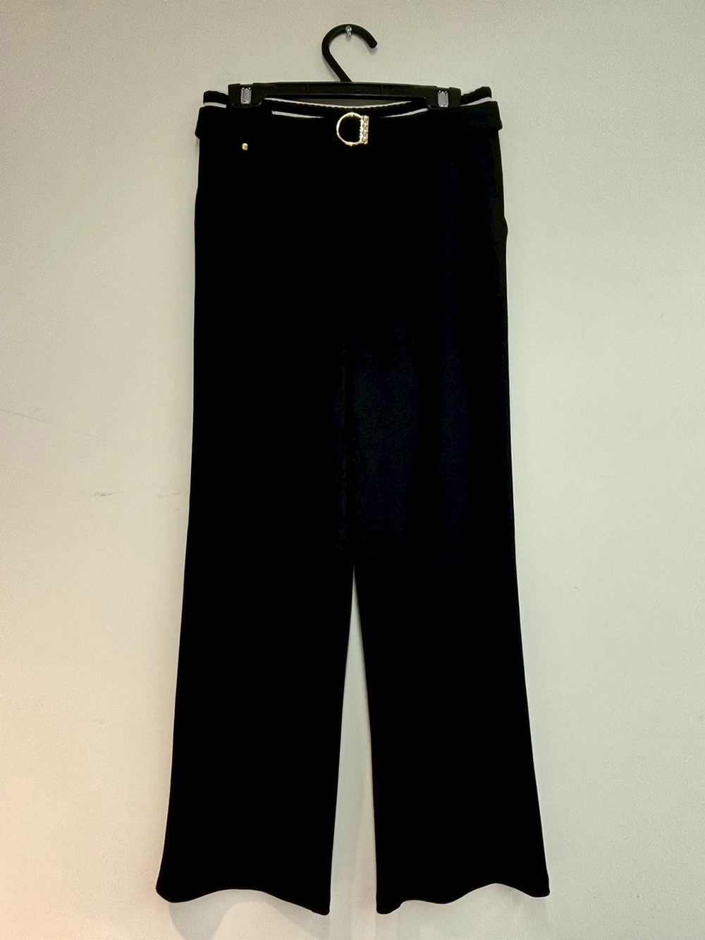 珍珠釦環織紋彈力長褲