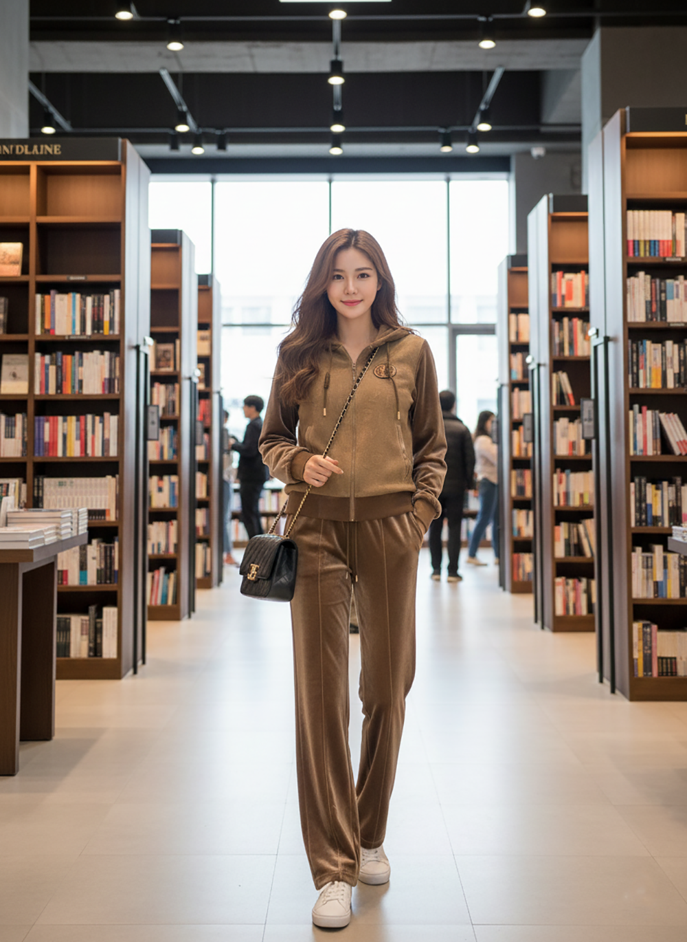 復古絲絨拼接連帽外套