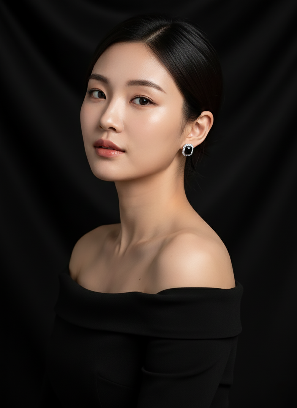 復古鑲鑽寶石耳針