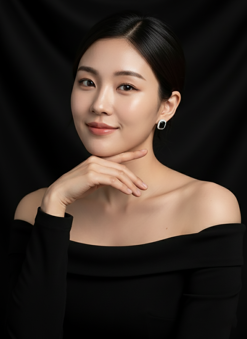 復古鑲鑽寶石耳針