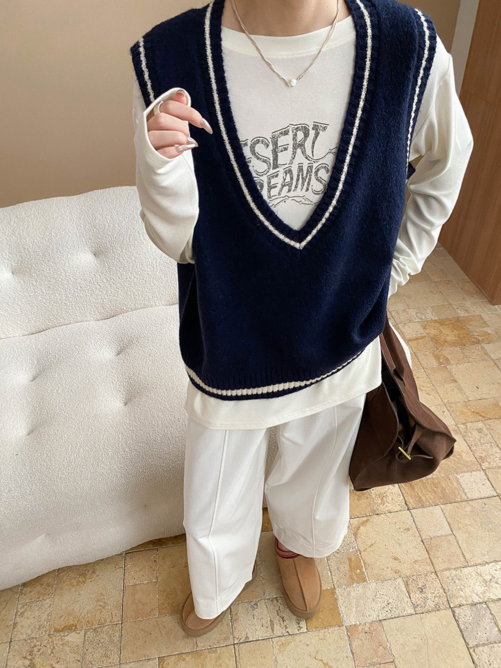 知性大V領針織背心