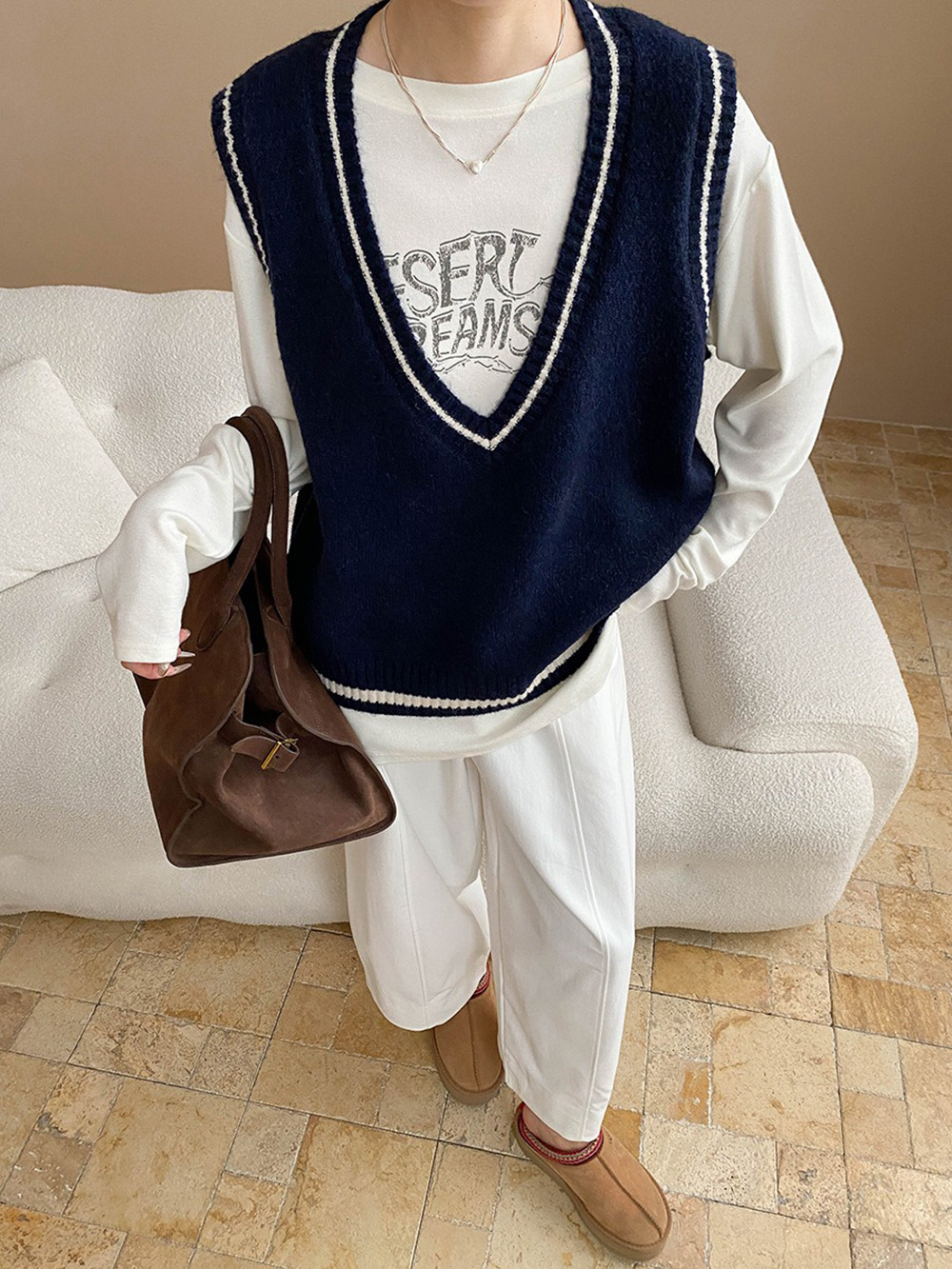 知性大V領針織背心