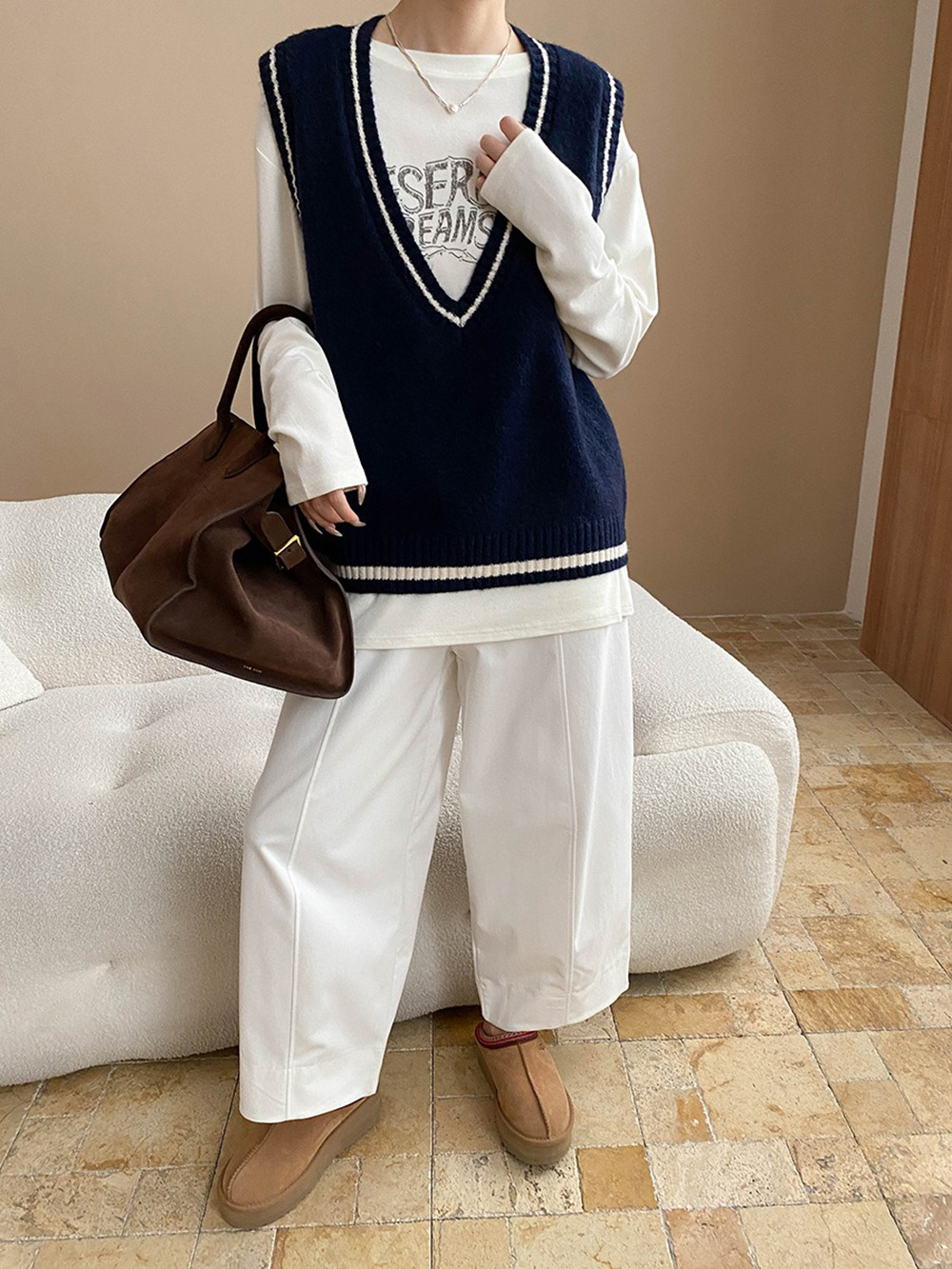 知性大V領針織背心