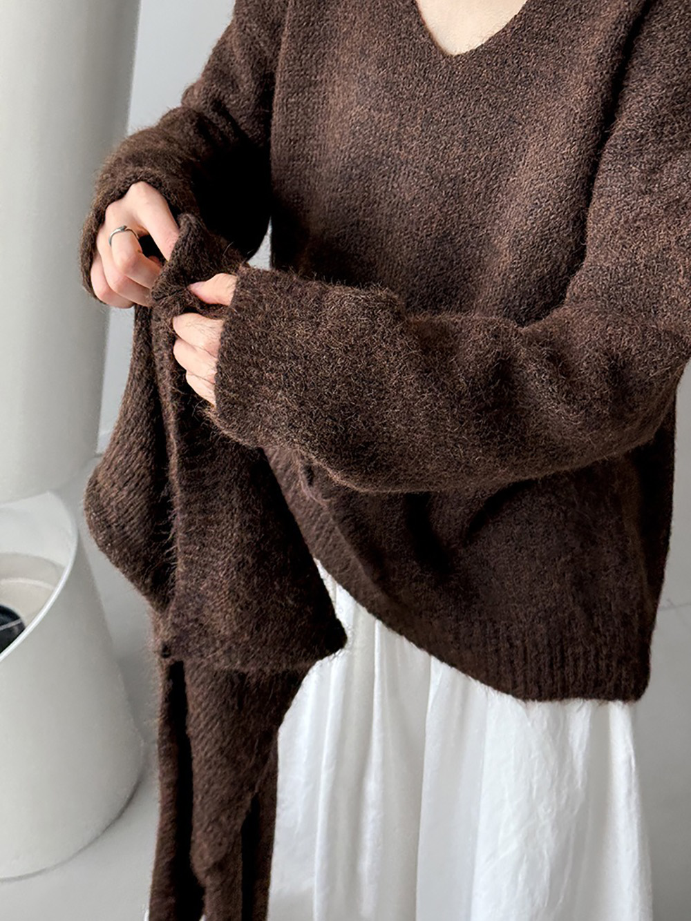 兩件式披肩針織毛衣