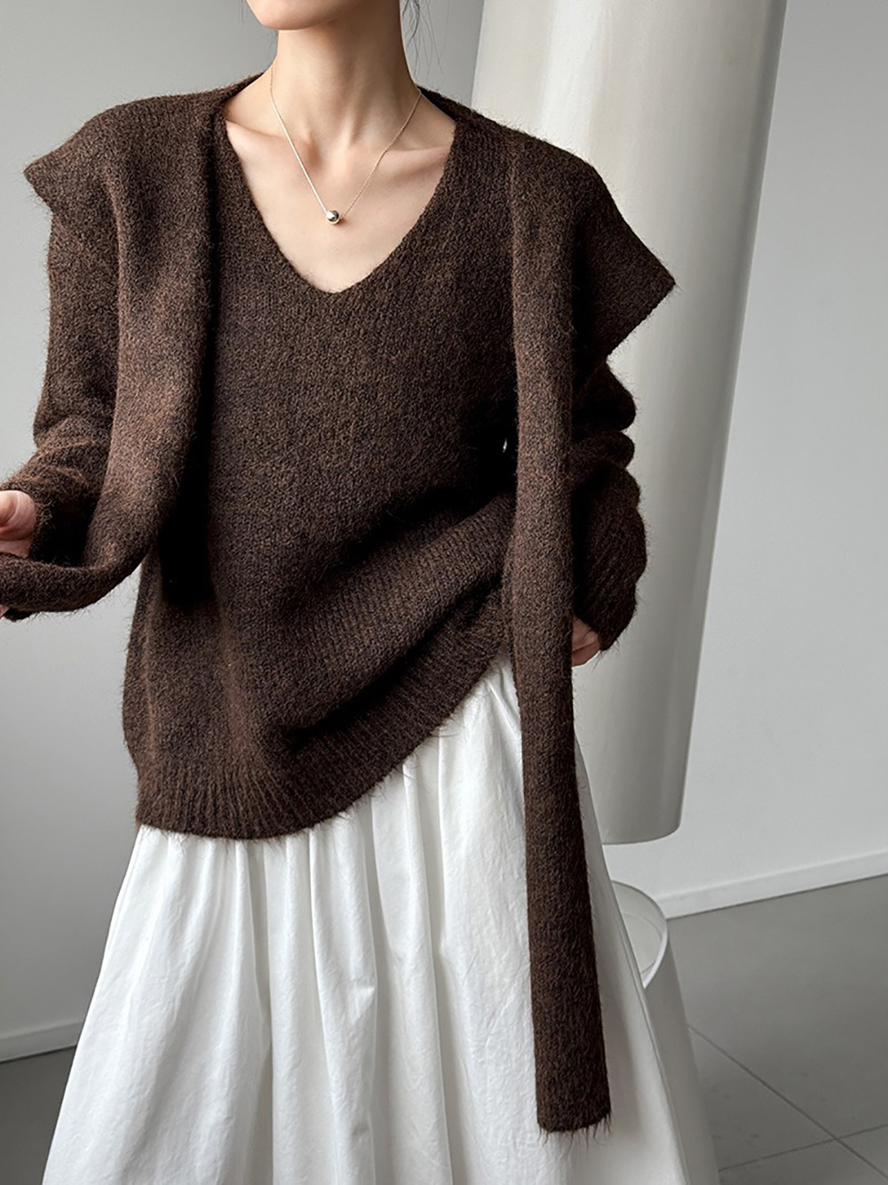 兩件式披肩針織毛衣