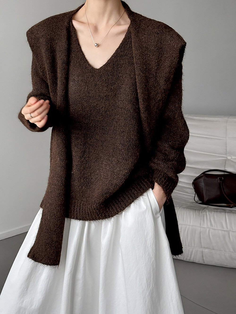 兩件式披肩針織毛衣