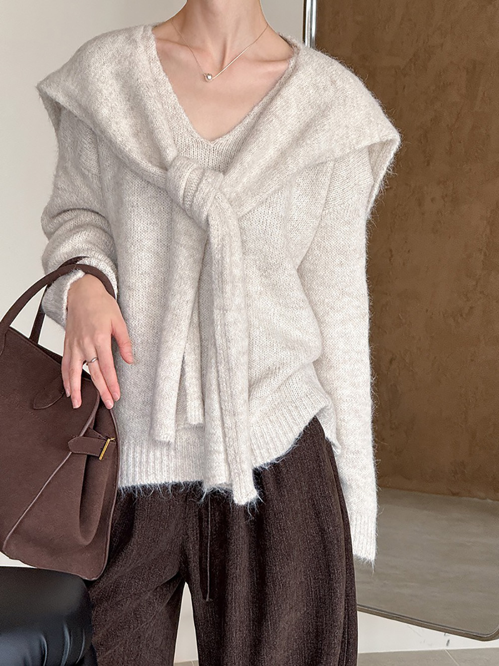 兩件式披肩針織毛衣