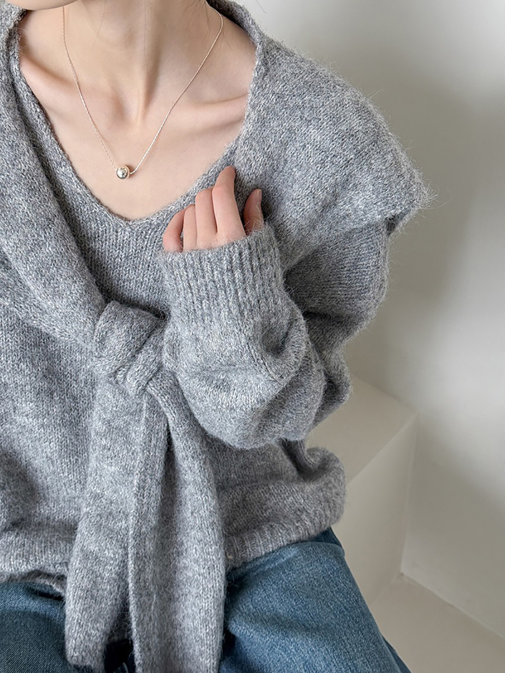 兩件式披肩針織毛衣