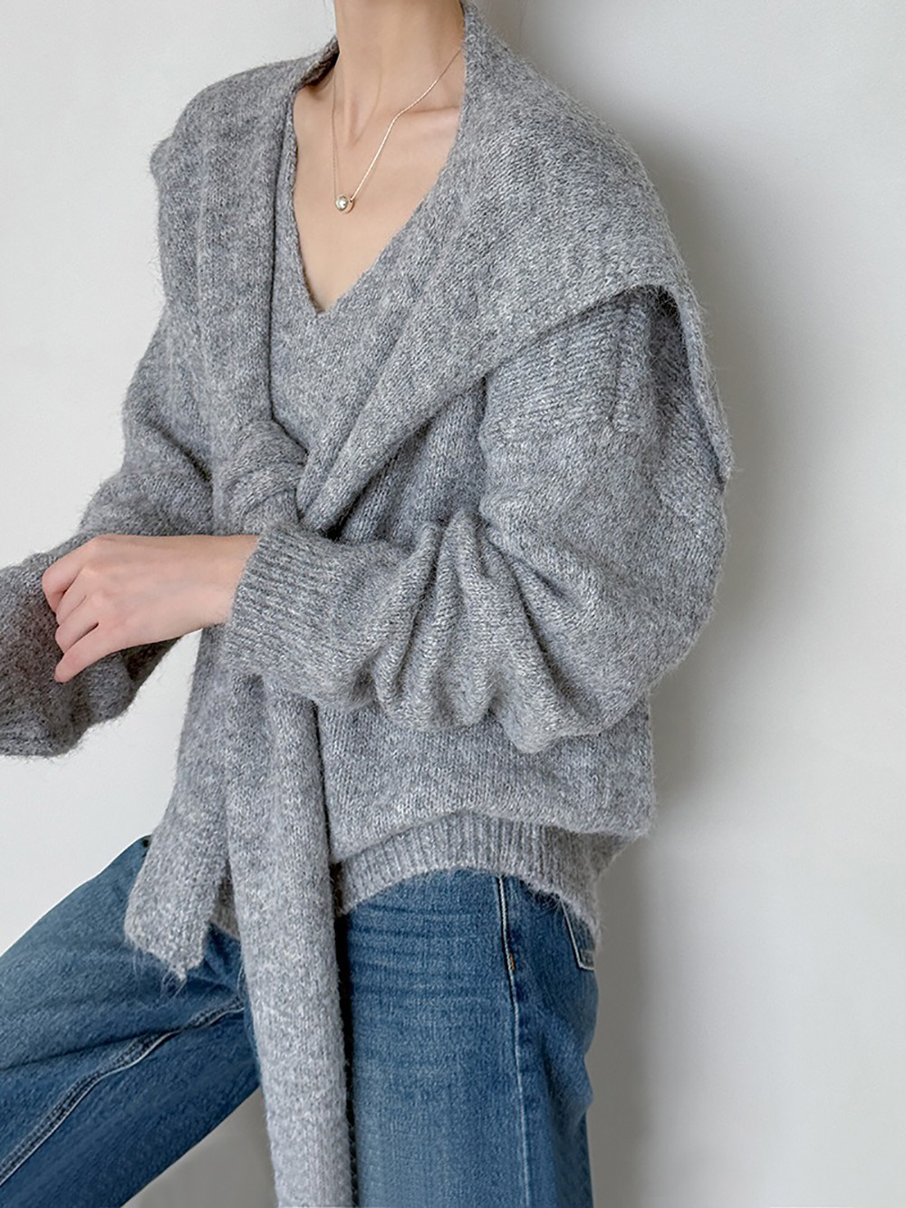 兩件式披肩針織毛衣