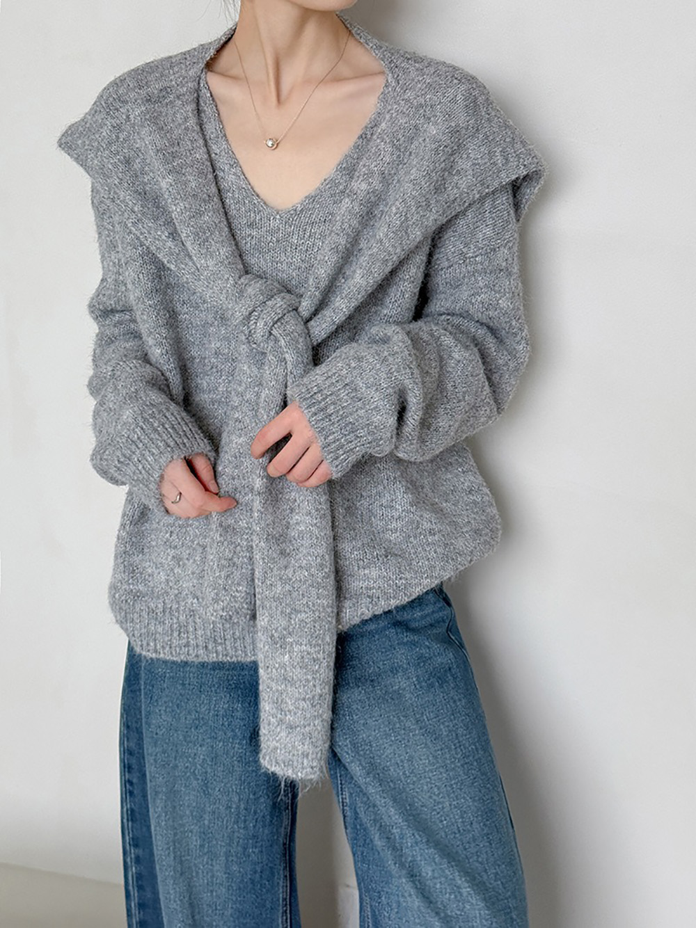 兩件式披肩針織毛衣