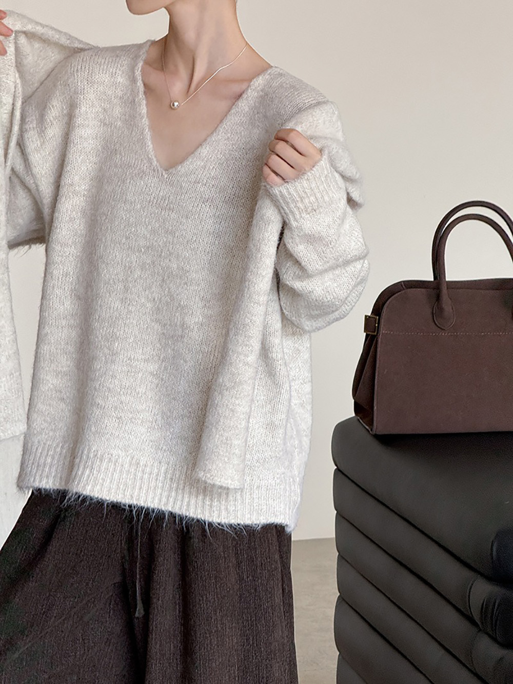 兩件式披肩針織毛衣