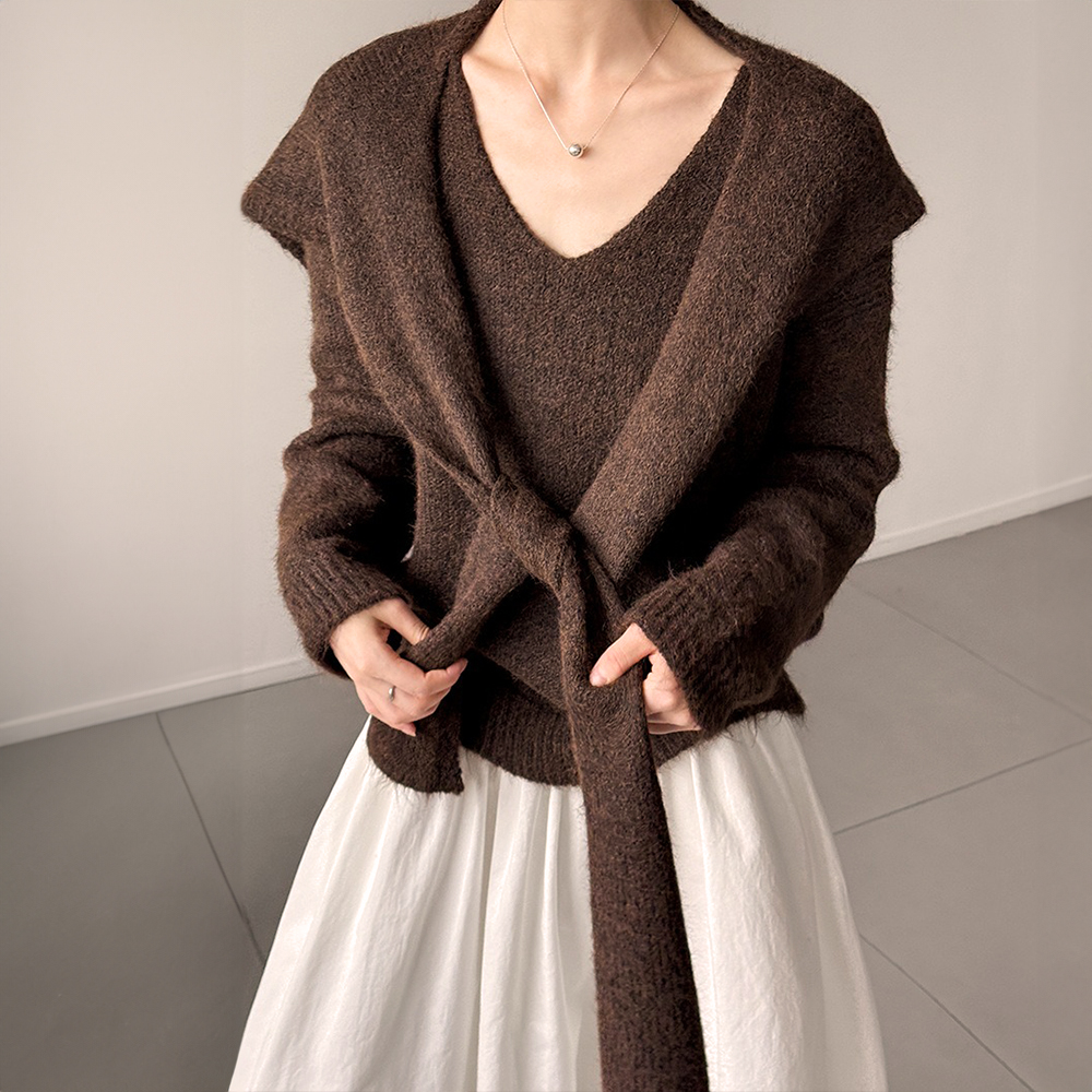 兩件式披肩針織毛衣