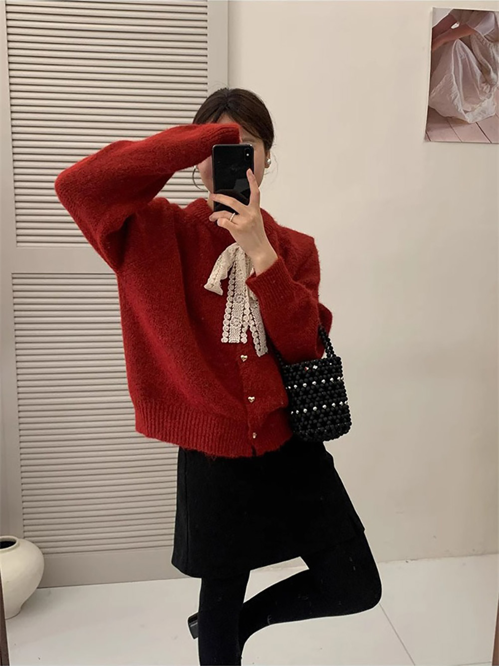 精緻蕾絲綁帶針織外套