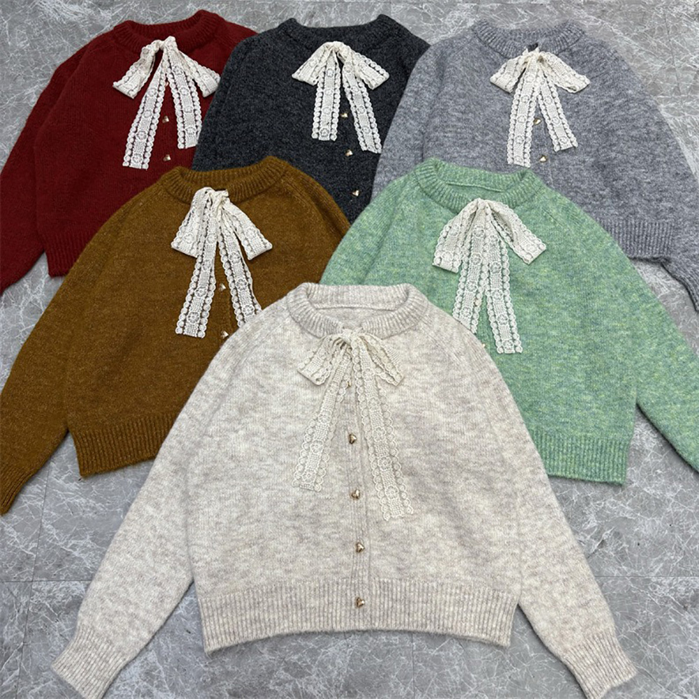 精緻蕾絲綁帶針織外套