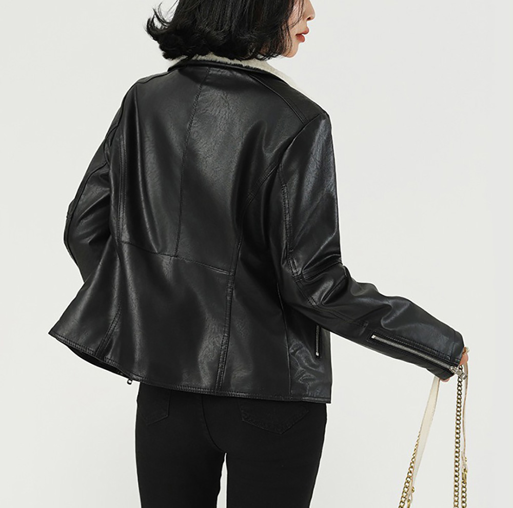 保暖毛領夾克皮外套