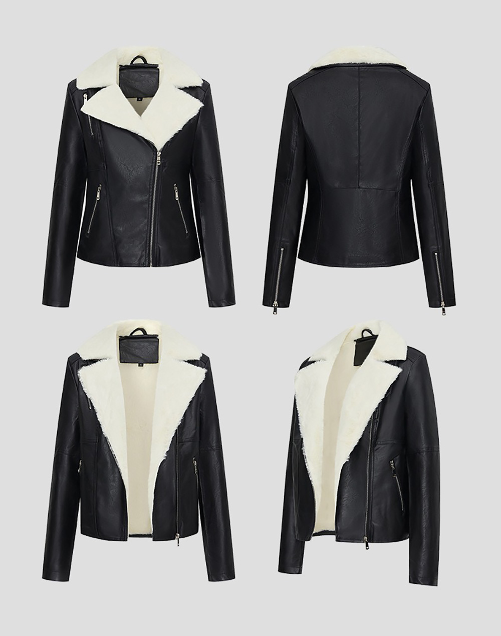 保暖毛領夾克皮外套