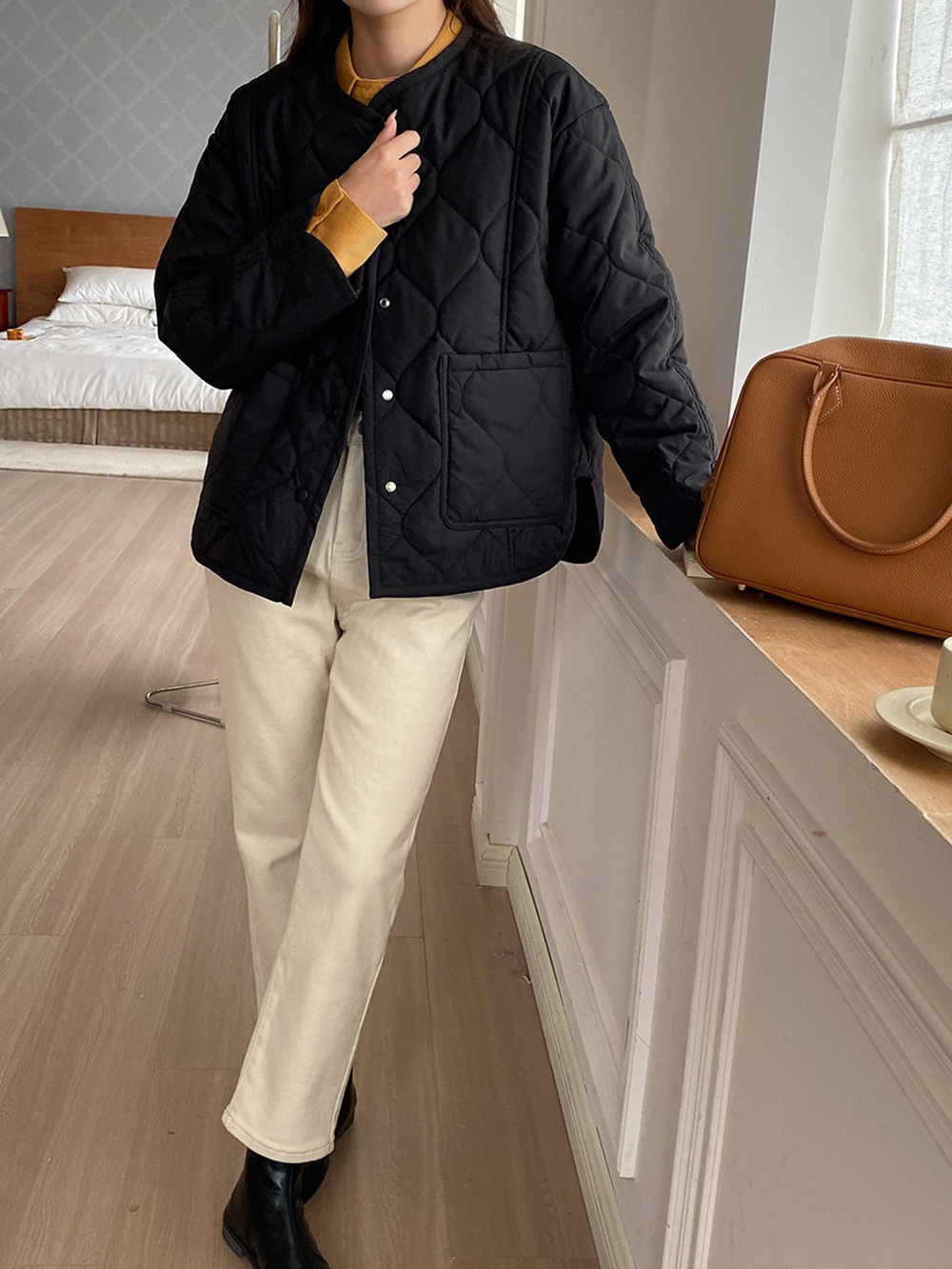 寬鬆設計感菱格外套