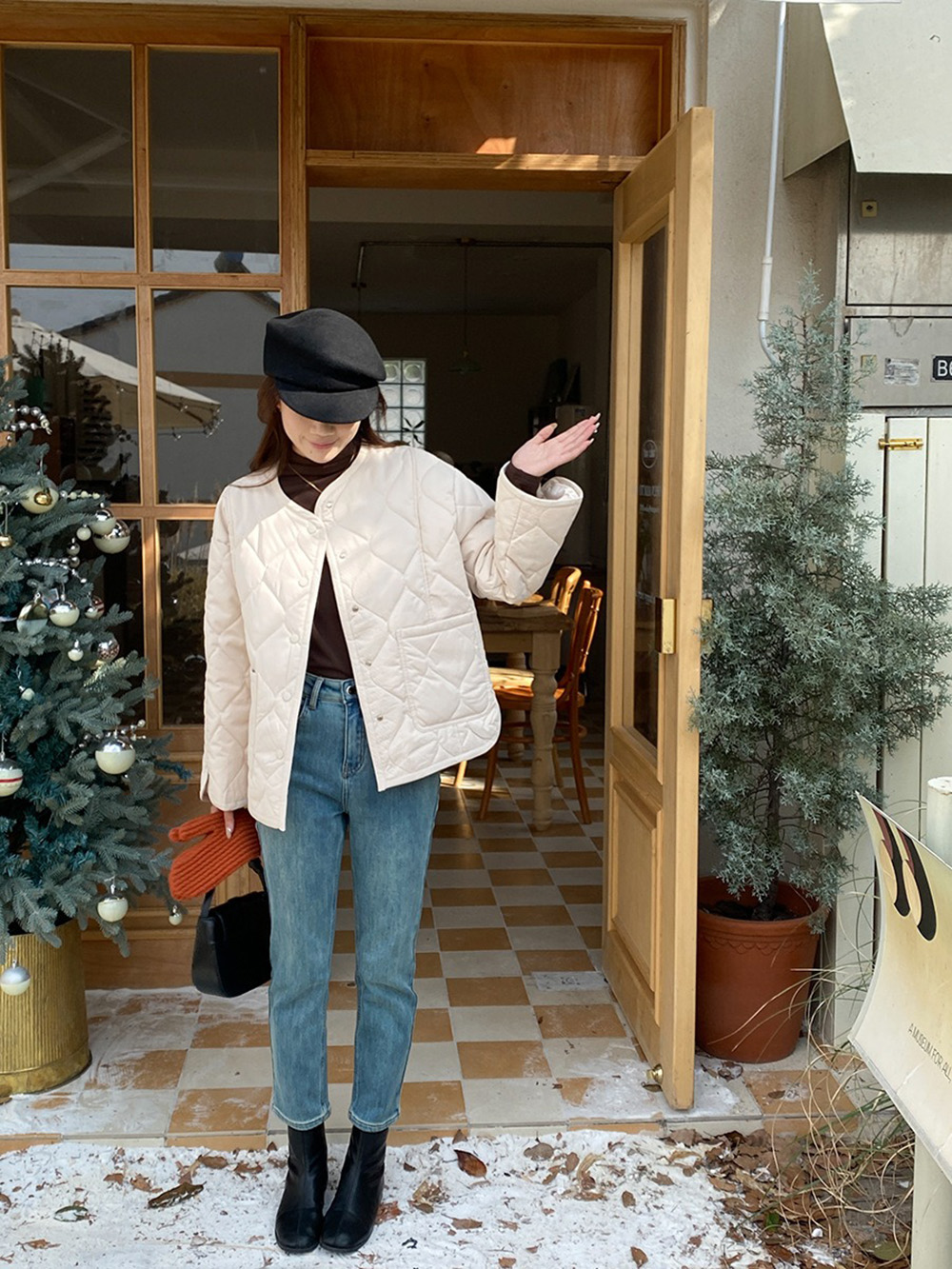 寬鬆設計感菱格外套