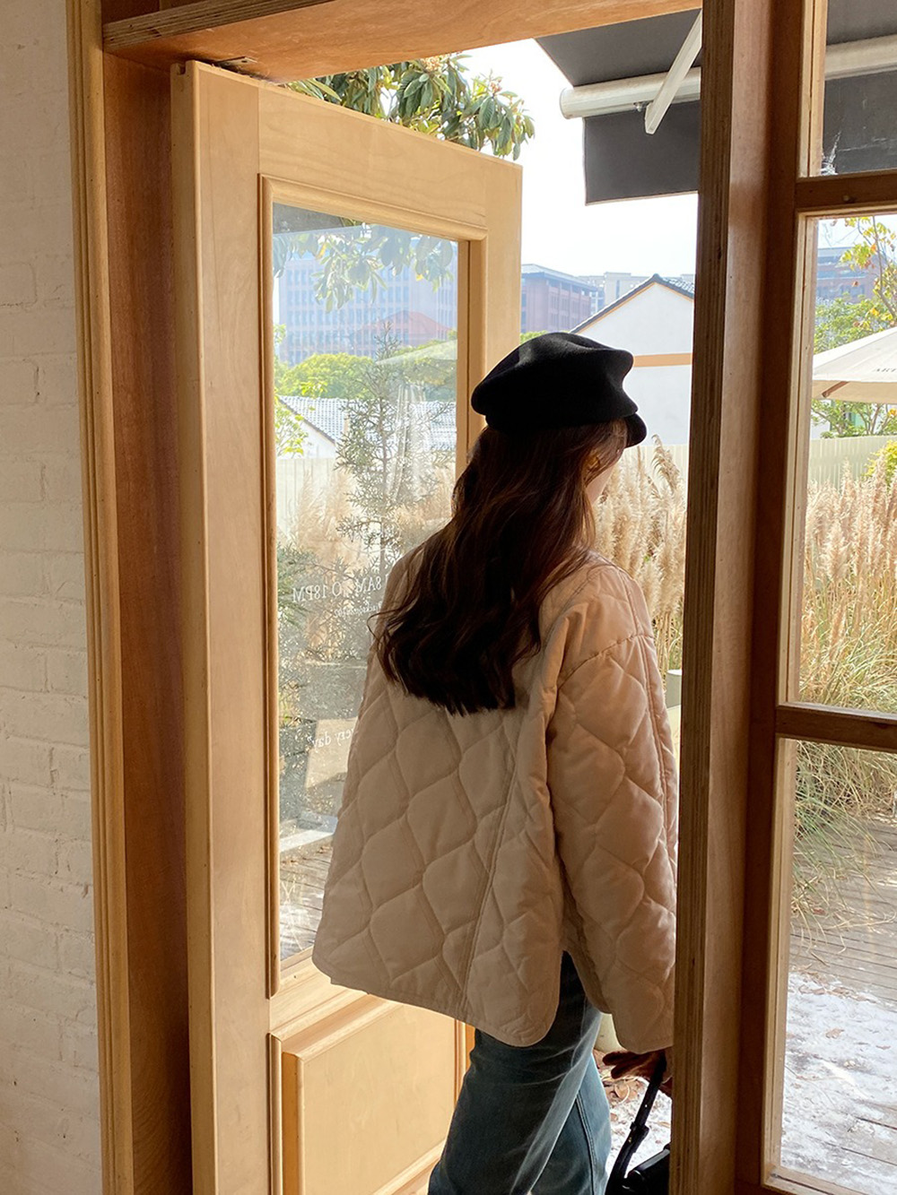 寬鬆設計感菱格外套