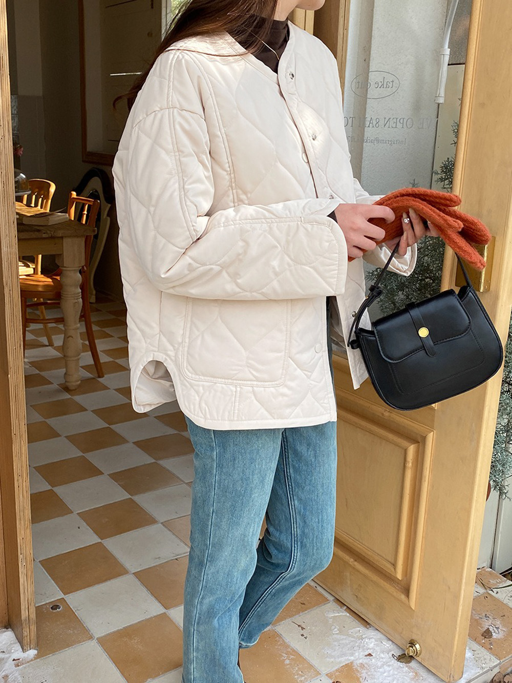 寬鬆設計感菱格外套