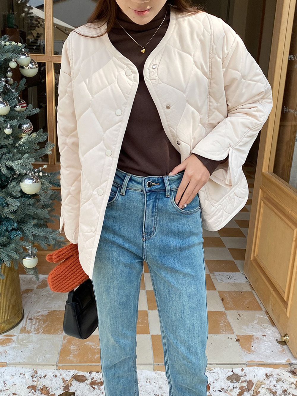 寬鬆設計感菱格外套