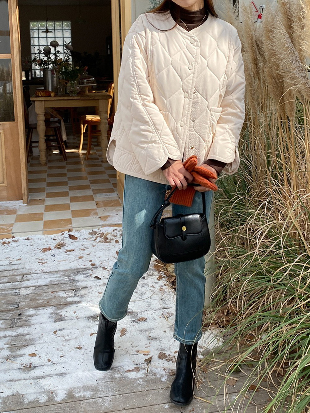 寬鬆設計感菱格外套