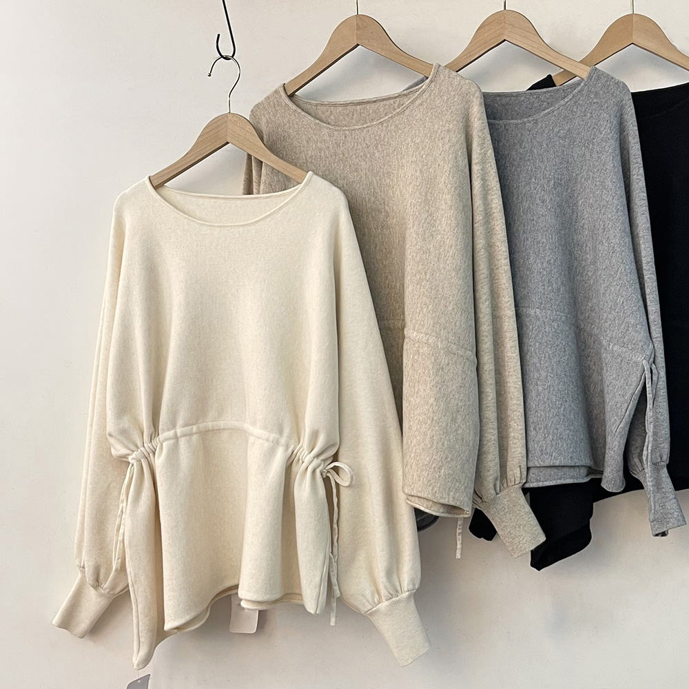 溫柔系抽繩收腰針織衫